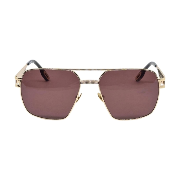 Gold and Brown Square Sunglasses PORTA ROMANA - Picture 1 of 7